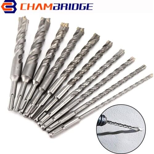 Electric Hammer SDS Plus Drill Bit Set 210mm for Concrete Wall Brick Block Masonry Hole Saw Drilling Bits 6-20mm