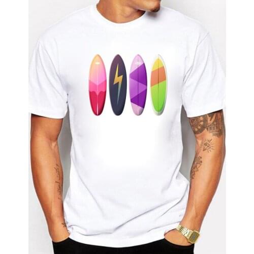 Surfboard Collection Design Mens T-shirts Fashion Sunrise Lightning Colors Summer Short T Shirt Cotton Men/Boy Top Hipster Tees