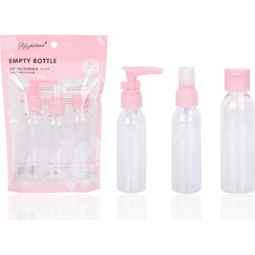 3 Pieces PP Plastic Portable Empty Small Travelling Subpackage Refillable Bottle Set Skin Care Cosmetic E920