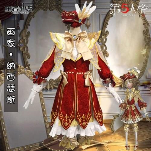 Anime Cos Identity V Cosplay Cos Game Man Woman Cosplay Uniform Costume Set Dress+Coat+Top+Trousers+Bow Tie+Hat+Ring+Kc