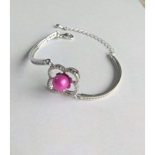 Beautiful Pearl bracelet 925 Sterling Silver Bracelets with pink white 6-8 AAA gradeROUND Pearls Colored B15 1 piece N64