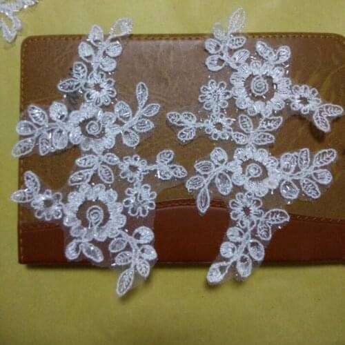 20Pieces Sequin Lace Applique Guipure High Quality Lace Embroidery Car Bone Appliques For Wedding Accessories TT275