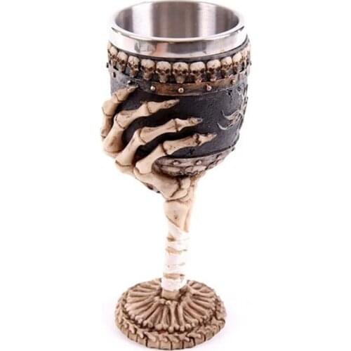 Drinking Skull Mug 3D Skull Goblet Coffee Mugs Horror Decor for Halloween Bar Party Resin Stainless Steel