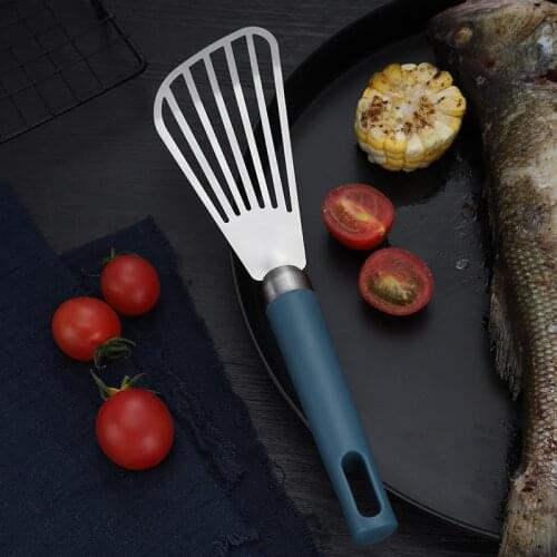 Cooking Steak Slotted Shovel Fish Wooden Spatula Turner Multi-Purpose Special Heat-resistant Stainless Steel Cooking Tool