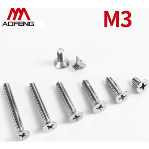 304 Stianless Steel Cross Recessed Countersunk Head Screw M3x4 5 6 8 10 12 14 20 22 25 28 30 35 40 45 50mm Flat Head Philip Head