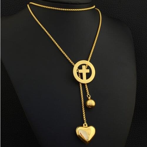 Fashion Stainless Steel Jewelry For Woman and Girl 900mm Long Charm Sweater Chain Heart Necklace Pendant High Quality NEILAMBB