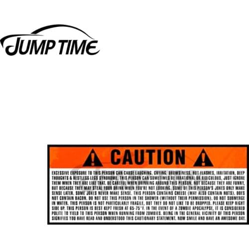 Jump Time 13 x 3.3cm Caution Excessive Exposure Warning Car Stickers Scratch-proof Window Personality Decal for Vehicle Bumper