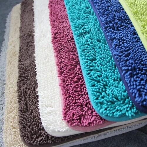 Non-Slip Bath Mat Microfiber Chenille Bathroom Rugs Carpet Shag Shower Rugs Super Soft Multi Sizes