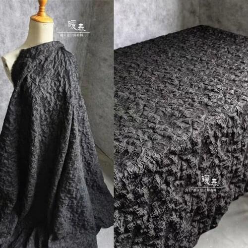 New Pleated Jacquard Fabric Black Cloth DIY Patches Background Decor Props Summer Clothes Dress Designer Fabric