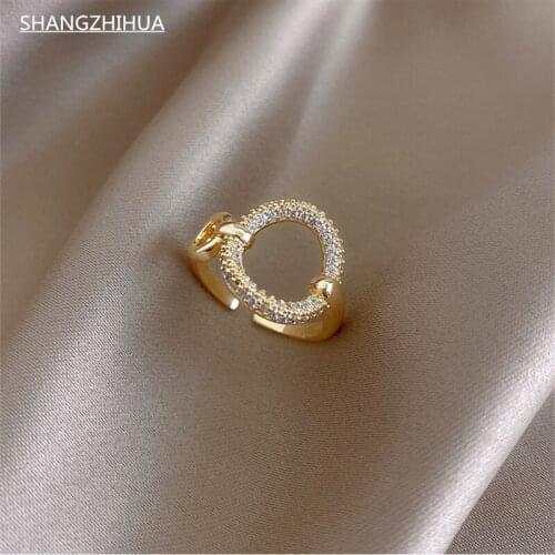 2021 new micro set zircon circle opening ring Korean sexy women ring Fashion Party Wedding Ring student boudoir jewelry