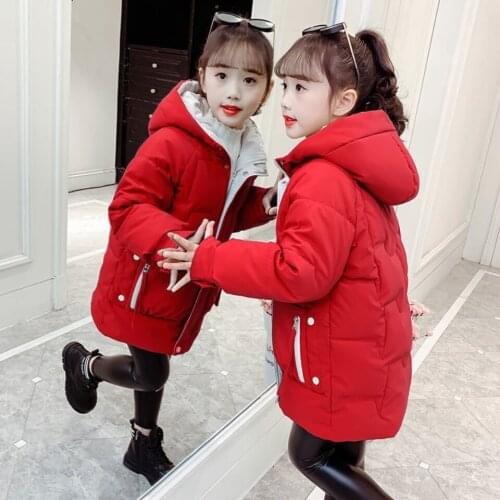 Russia Winter Warm Parkas Outerwear 3 Colors Kids Girls Jackets Coats For 3 4 6 8 10 12 Yrs Hooded Casual Teens Girl Clothing
