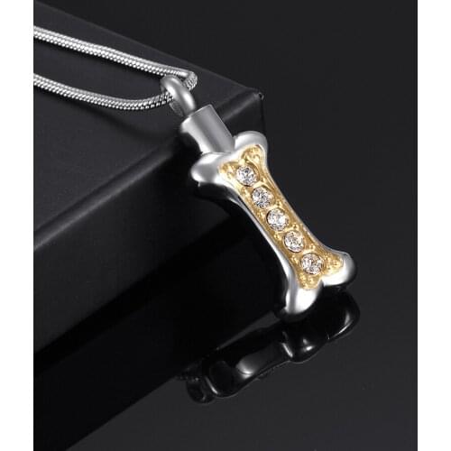 Crystal Pet Dog Bone Cremation Urn Pendant Cremation Jewelry Pendant for Ashes Stainless Steel attractive design