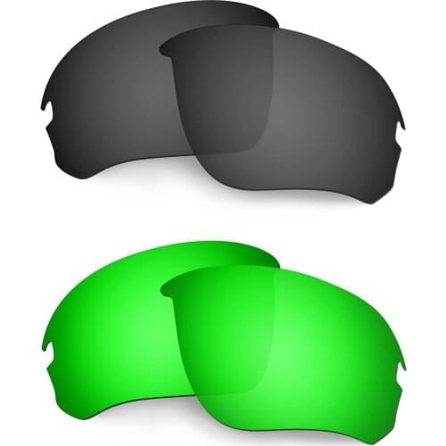 HKUCO Polarized Replacement Lenses For Flak Draft Sunglasses Black/Green 2 Pairs