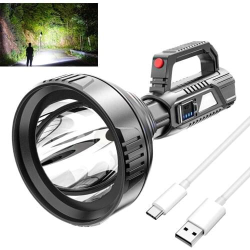 50000LM Portable Searchlight LED Big Beam Long-Range Flashlight USB Rechargeable Waterproof Torch Outdoor Patrol Flashlights