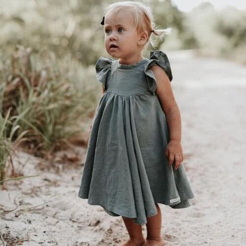 New 2021 Casual Baby Kids Girl Pure Color Princess Dresses For Girls Dresses Summer Kids Girl Dress Sleeveless Dress