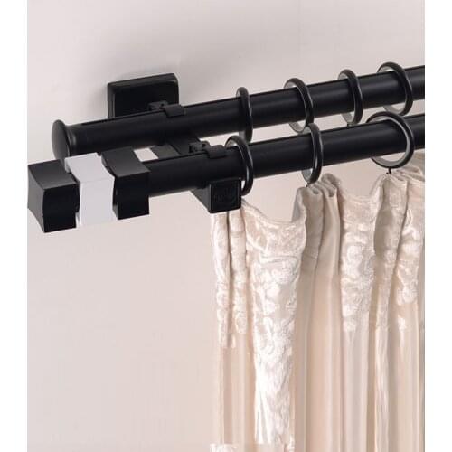 Simple Black and white nordic minimalist curtain Roman rod single and double pole custom solid color curtain track