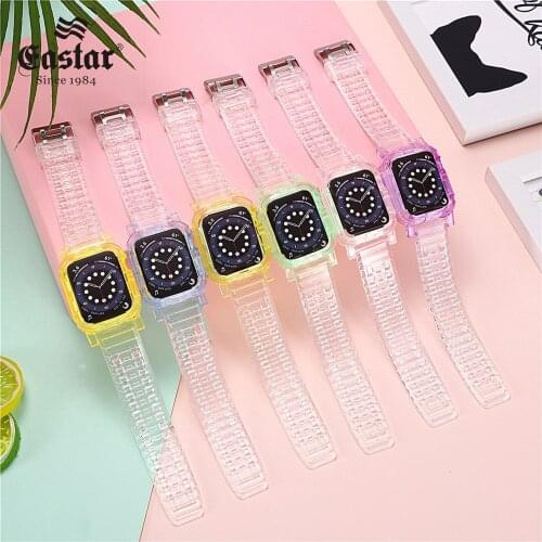 TPU Bracelet Band for Apple Watch 44mm 40mm 42mm 38mm Transparent Watch Bands for apple watches 6 5 4 3 2 1 SE Strap