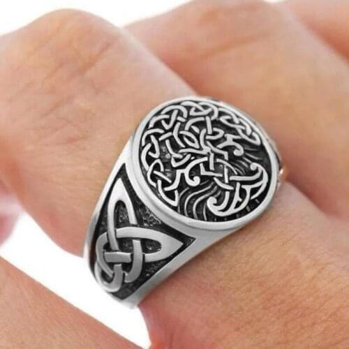 Viking Rune Tree Mens Ring Retro Exquisite Fashion Power Glamour Party Club Mens Jewelry Accessories Size 7~12