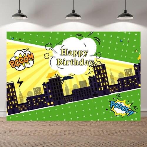 Seekpro Backdrop for photography Super Hero City Boys Child Birthday Party Background Decorations Baby Shower Banner Backdrops