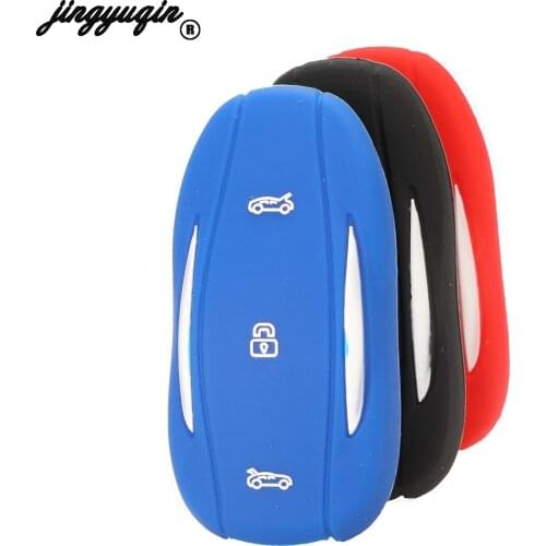 Silicone Key Cover Remote Fob Pocket For Tesla Model S Silicon Key Covers Case Holder 75D 90D P100D Keychain Styling