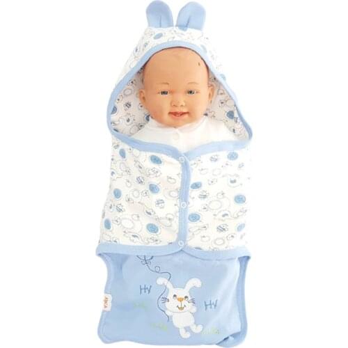 Tavşanlı Light Blue White Male Baby Swaddle Blanket BG3471