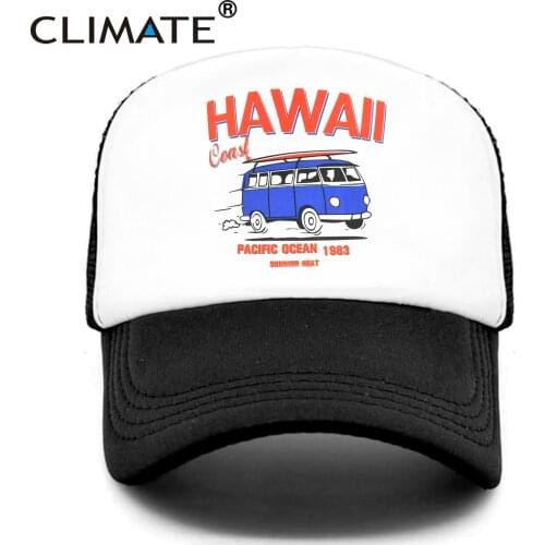 CLIMATE Hawaii Coast Road Trip Cap Drive Tour Trucker Cap Car Journey Vacation Mesh Cap Summer Heat Hat Caps for Family Journey