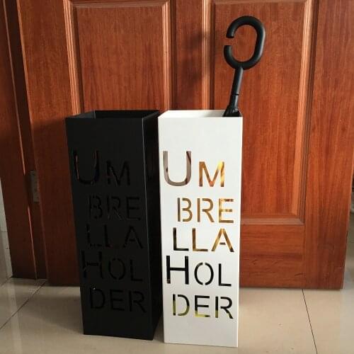 Creative vintage metal iron craft art alphabet umbrella stand holder rack storage bucket black white barrel home hotel lobby