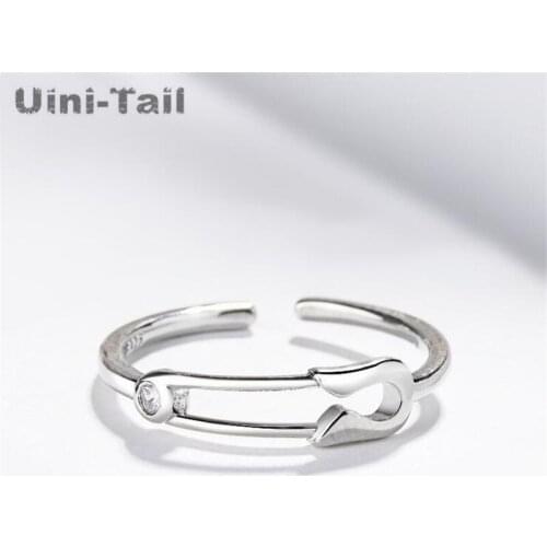 Uini-Tail hot new 925 sterling silver creative design paper clip open ring personality fashion tide flow high quality jewelry