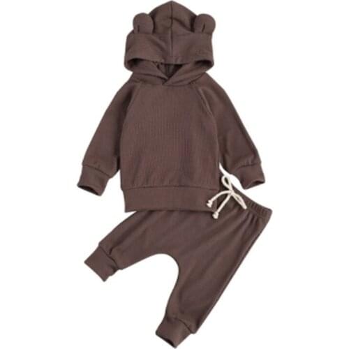 Spring Autumn Baby Girl Clothes Clothing Sets For Babies Clothes For Newborns Hoodie Ear Jacket+Pants Outfit Set 2 Pcs Bodysuit