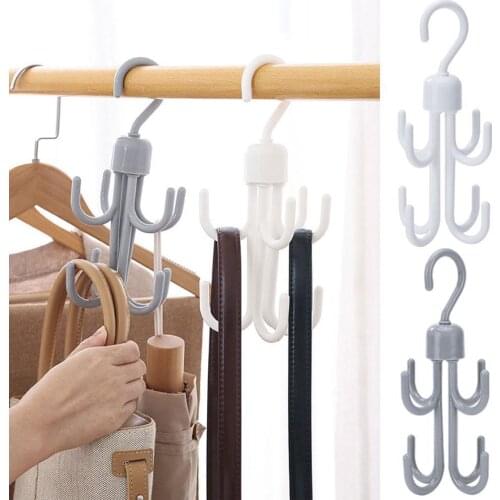 8-Hooks Rotatable Storage Holder Rack Shoe Rack Hook Tie Belt Clothes Organizer Towel Hanger Bedroom Finishing Rack Space Saver