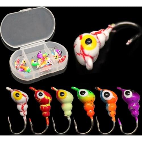 WALK FISH 18Pcs/Set 13MM/15MM/17MM Winter Ice Fishing Artificial Bait Mini Ice Jig Lure With Box Metal Bait Ant Sharp Lead Hook