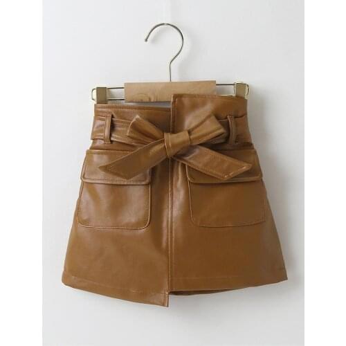 Girls PU leather skirts childrens clothing girls short skirts PU leather skirts suitable for 3-7 years old