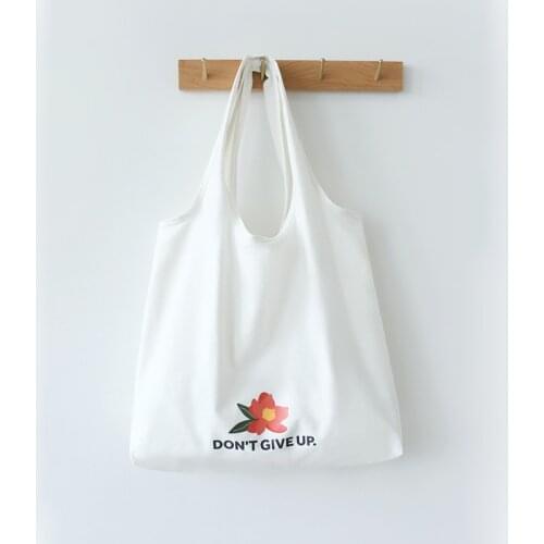 Women Casual Cotton Canvas Handbag Shoulder Eco-friendly Shopping Bag Folding Reusable Portable Grocery Tote Bags Large Capacity