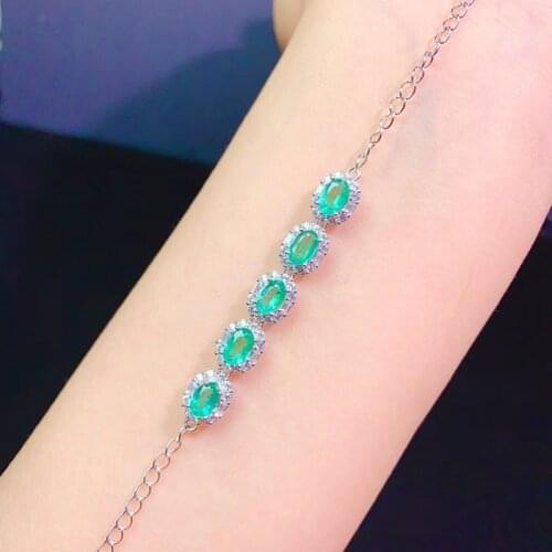 Hot Sale Oval Bracelet 925 Silver Chain Inlay Green Cubic Zircon Exquisite Evening Dress Jewelry For Women Wedding Couple Gifts