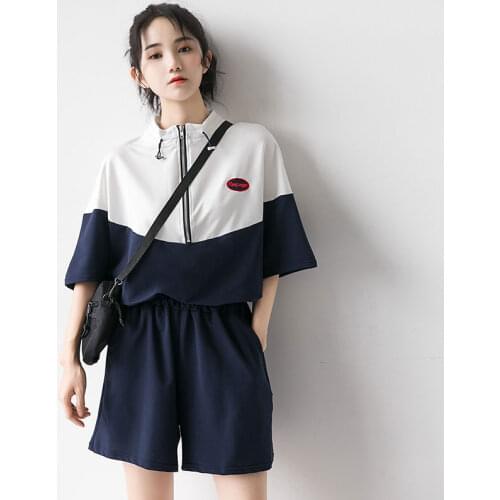 Patchwork 2 Piece Joggers Set Women Tracksuit Summer Plus Size Suit Shorts and T-shirt Sport Clothing Casual Fashion Tshirt Tops