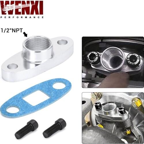 1/2 NPT Female Aluminum Oil Drain Turbo Flange T3 T4 T04 GT40 GT55 ODF- 02 silver WX-OFG32