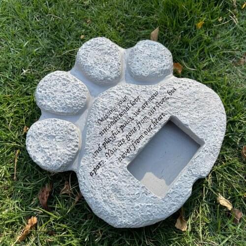 1pcs Paw Print Pet Memorial Stone Tombstone Kitten with Remembrance Gifts