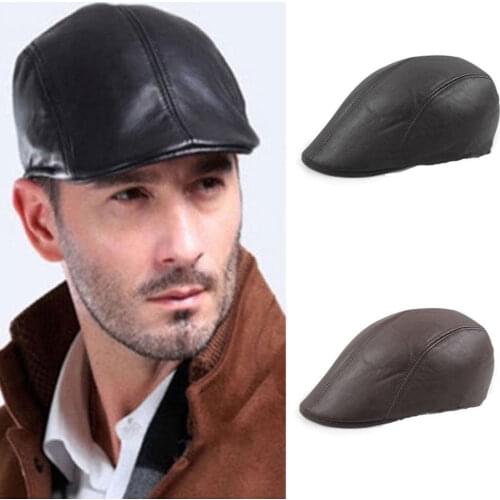 1PC Retro Mens Leather Flat Ivy Cap Women Newsboy Gatsby Bonnet Cabbie Golf Beret Hat