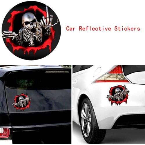 10Pcs/Lot Car Reflective Stickers Peeking Skull Creative Waterproof Sun Protect Graffiti Sticker For Auto Truck Trailer