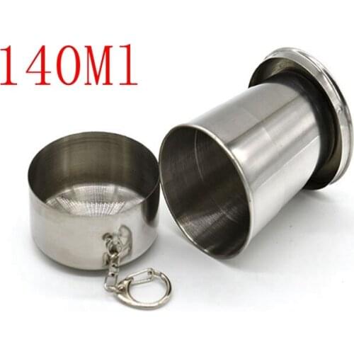 100pcs/lot 140ML Stainless Steel Portable Travel Folding Mug Telescopic Outdoor Folded Cups Collapsible Water Beer