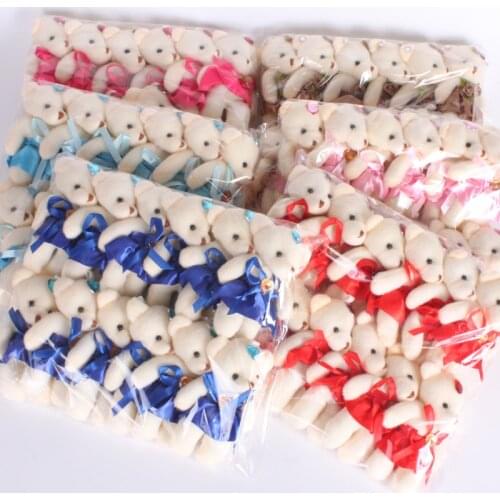 12pcs/Lot 11 Colors Mini Teddy Bear Stuffed Plush Toys Diamond Female Teddy Bear Dolls for Wedding Bonquet Bears with Dress