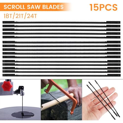 15pcs 133mm Pinned Scroll Saw Blades Woodworking Power Tools Accessories for DIY Wood Plastic Cutting Carbon Steel Saw Blades