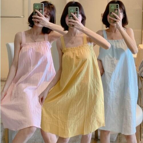 2021 Summer Princess Sexy Lingerie Spaghetti Strap 100% Cotton Nightgowns for Women Sleepwear Nightdress Night Dress Home Nighty