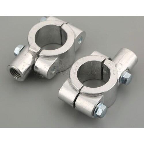 2x 10MM Thread Motorcycle Handlebar Rear View Mirror Mount Holder Clamp Adapter Bracket For 7/8" 22mm Handle Bar Bicycle Scooter