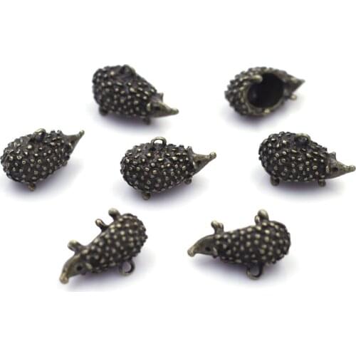 3Pcs Pendants Hedgehog Animal Theme Metal Charms Bronze Tone Jewelry DIY Findings 25x21mm(1"x 7/8")