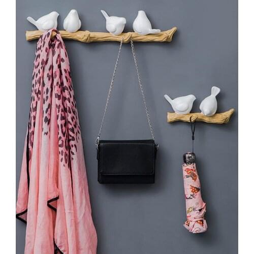 3D Resin Bird Hangers Wall Mounted Coat Robe Hook Rack f/ Handbag Bag Coat Robe Towels for Home Bathroom Living Room