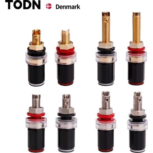 4pcs Black &Red Free Welding Copper Speaker Amplifier Terminal for 4mm Banana Plug