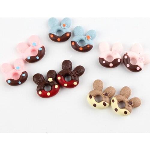 40Pcs Cute Cartoon Donuts Flatback Resin Ornaments DIY Craft Supplies Kids Hair Accessories Phone Shell Patch Arts Materials