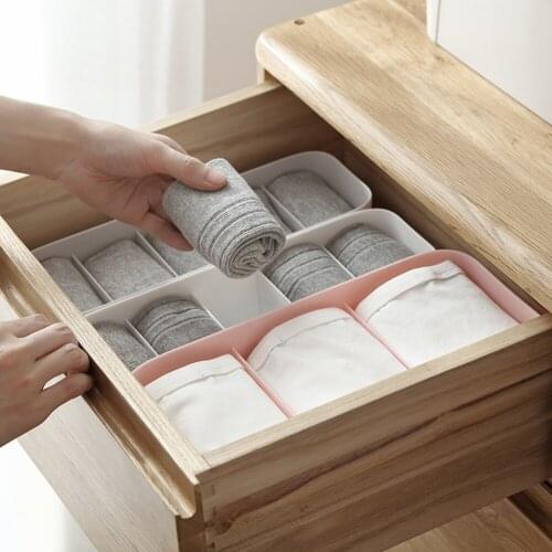 5 Grids Drawer Organizer Household Desktop Storage Basket Dormitory Closet Commodity Shelf for Underpants Socks Storage Box