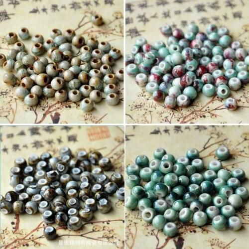 6mm Ice crack porcelain ceramic beads handmade DIY hole beads he060